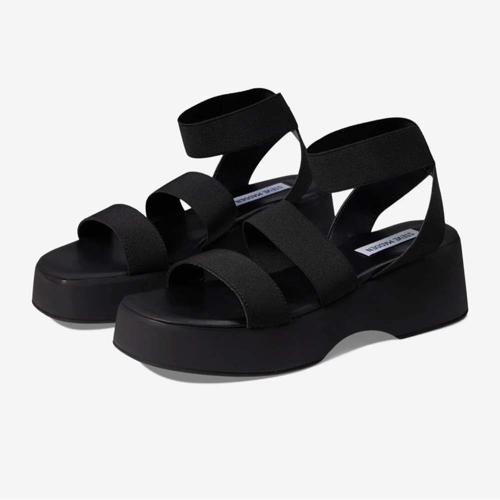 Steve Madden Black Platform Strappy Sandals